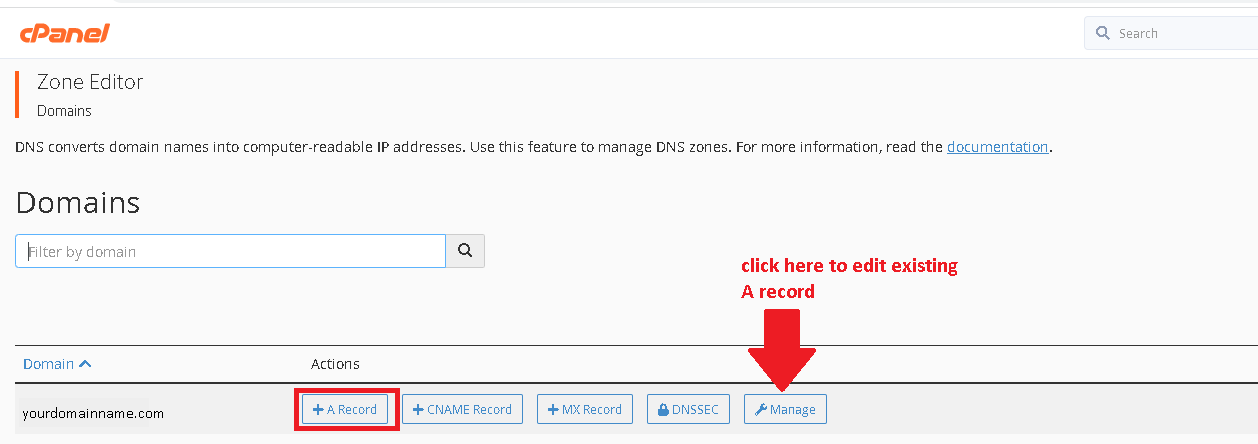 HOW TO CREATE ‘A RECORD’ IN THE CPANEL