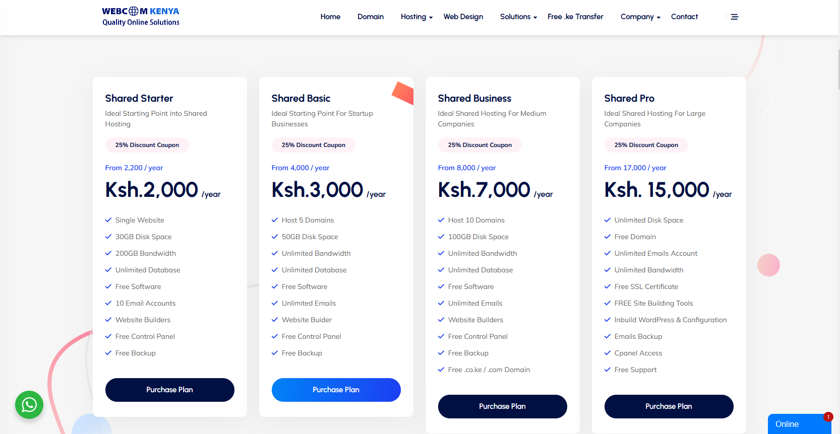 Web Hosting Plan in Kenya